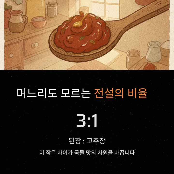 된장과 고추장을 섞고 있는 나무 숟가락